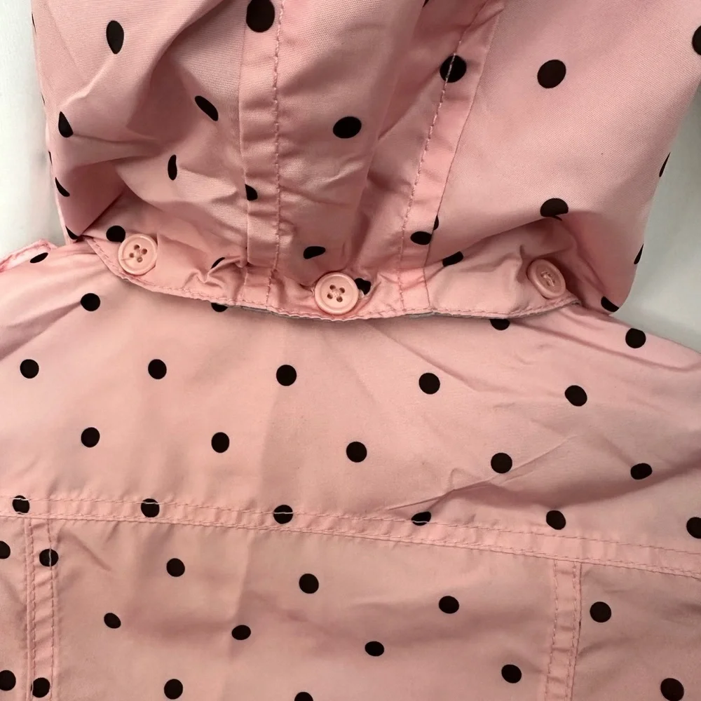Jessica Simpson Girls Pink Polka Dot Trench Coat Size 6X | Hooded (1220)